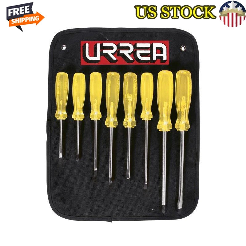 8-Piece Amber Screwdriver Set High-Endurance Handle Micro-Alloy Steel URREA New