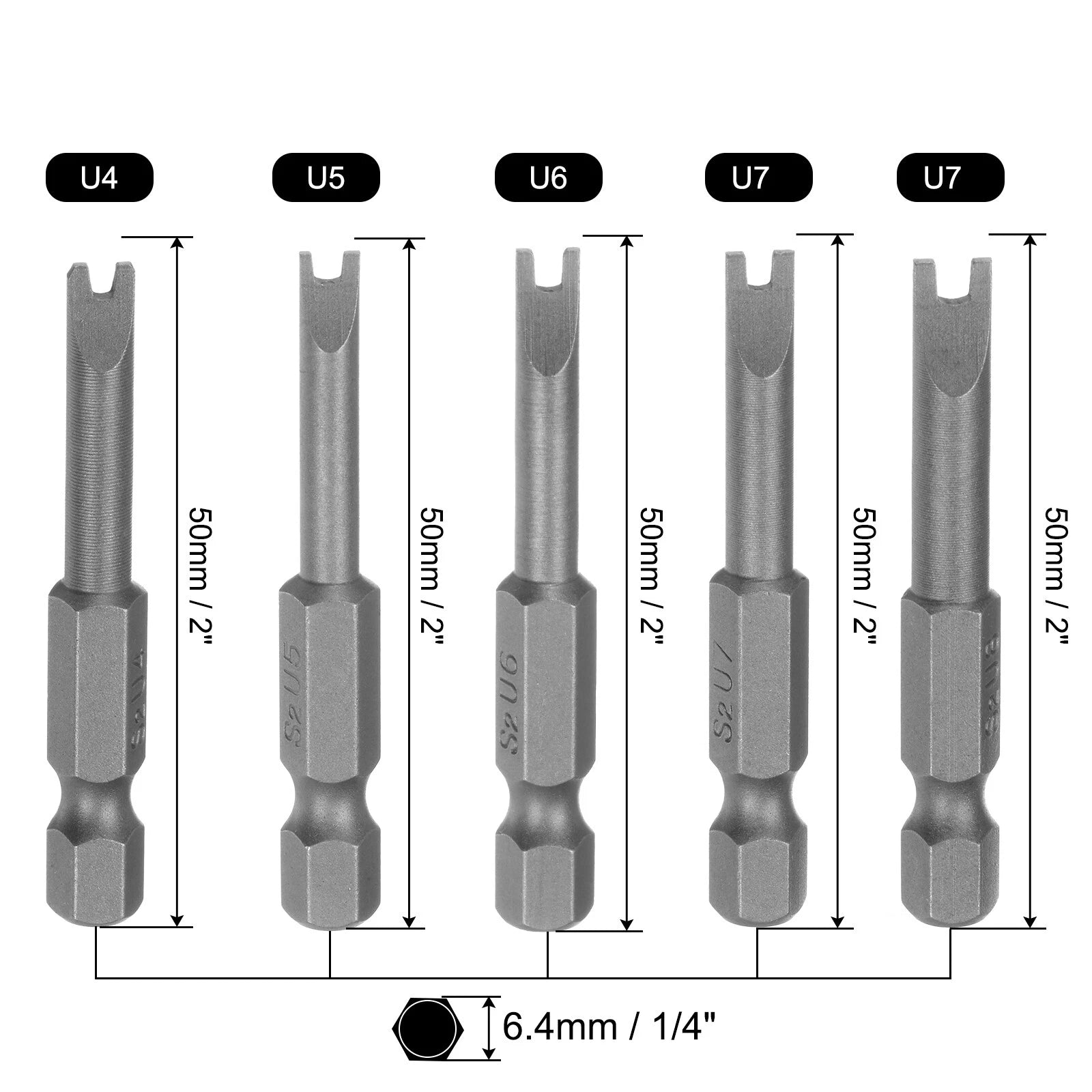 5 Pcs Magnetic U4 U5 U6 U7 U8 Tip U-shaped Spanner Screwdriver Bits Tool