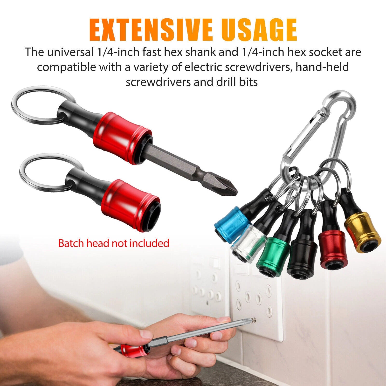 28PCS 1/4" Hex Shank Quick Release Keychain, Screwdriver Drill Bit for Holder