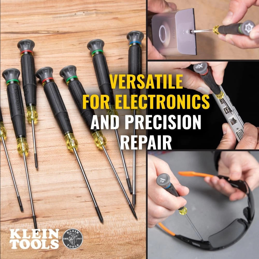 Klein Tools 85617 Mini Precision Screwdriver Set, Slotted, Phillips, TORX, Cushi