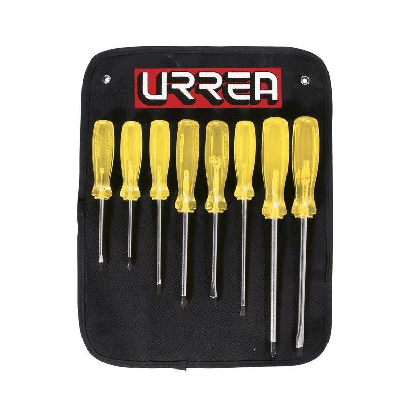 8-Piece Amber Screwdriver Set High-Endurance Handle Micro-Alloy Steel URREA New