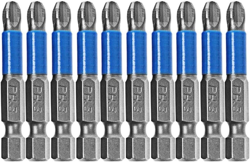 10Pcs Hex Magnetic anti Slip Impact Screwdriver Bit Set Phillips PH3 2" Power To