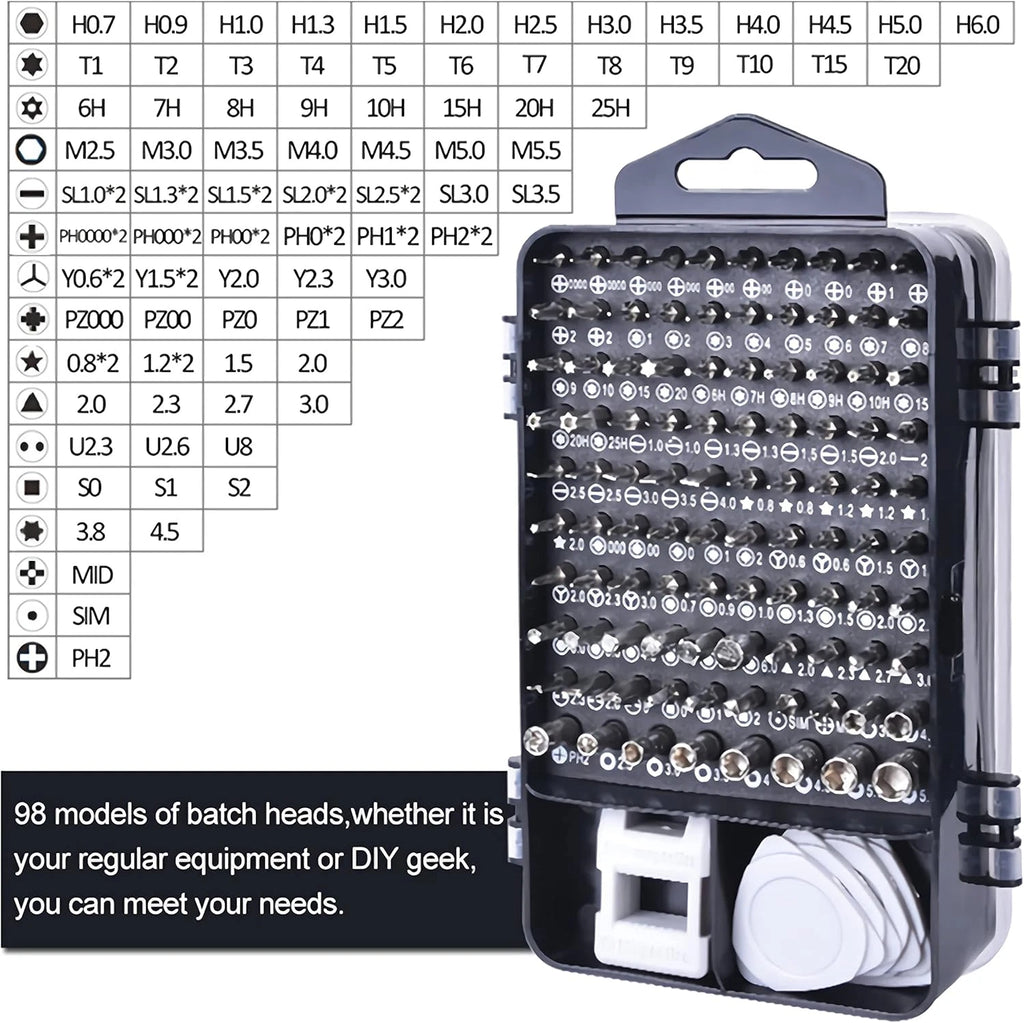 115 in 1 Screwdriver Set, Magnetic DIY Precision Tool Kit for Glasses PC Laptop