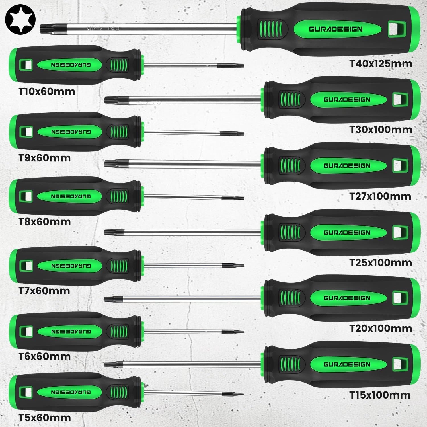 13 Pieces Magnetic Torx Screwdriver Set ，T5 -T40 Star Screwdrivers