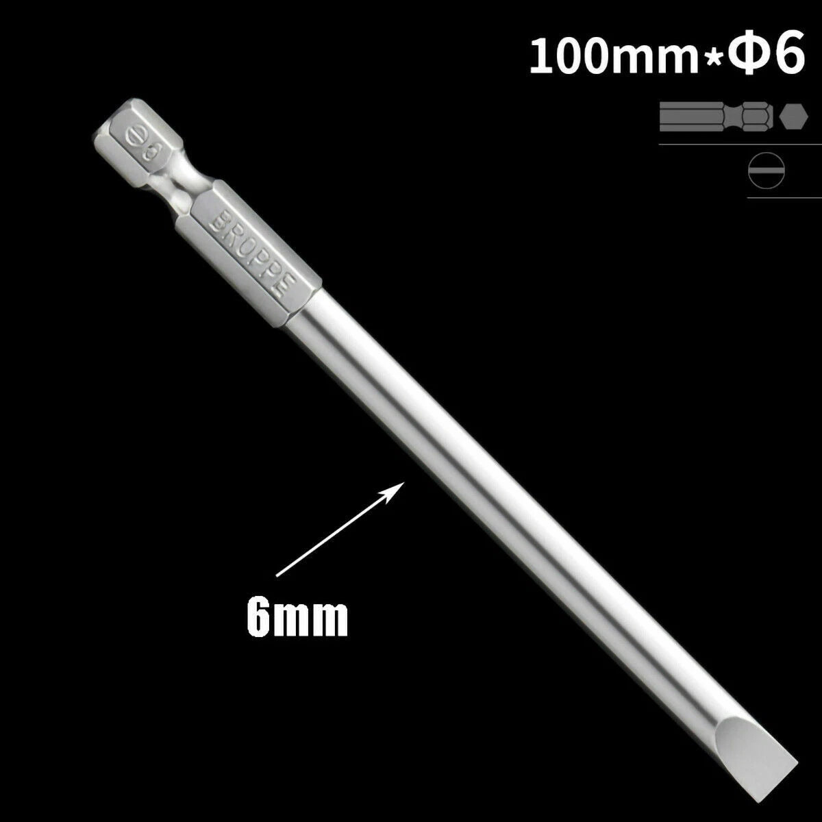 1/4" Shank Flat/Slotted Screwdriver Bits 2 2.5 3 4 5 6 Magnetic Drive Drill Bits
