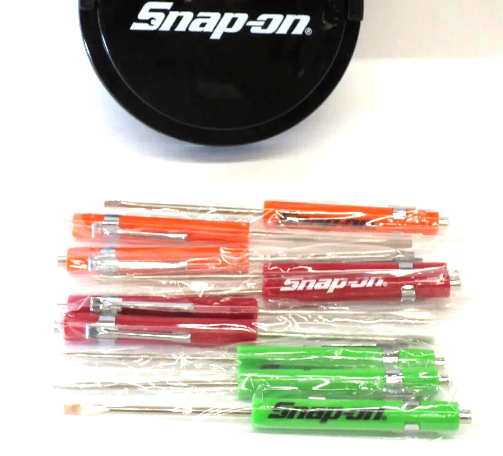 (10) Ten SNAP ON Pocket Screwdriver Flat Tip Screwdrivers, Magnet End, Mixed NEW