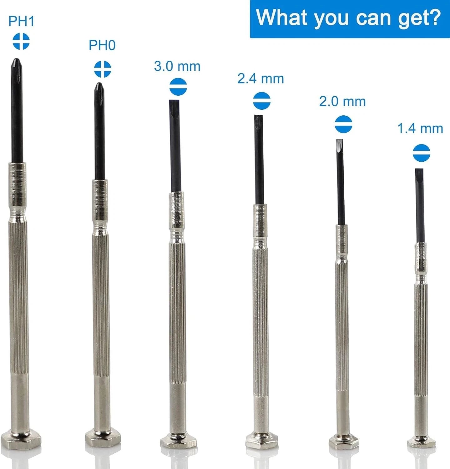 6 PCS Precision Mini Screwdriver Set - Flat/Philips Head, 6 Sizes for Eyeglass,