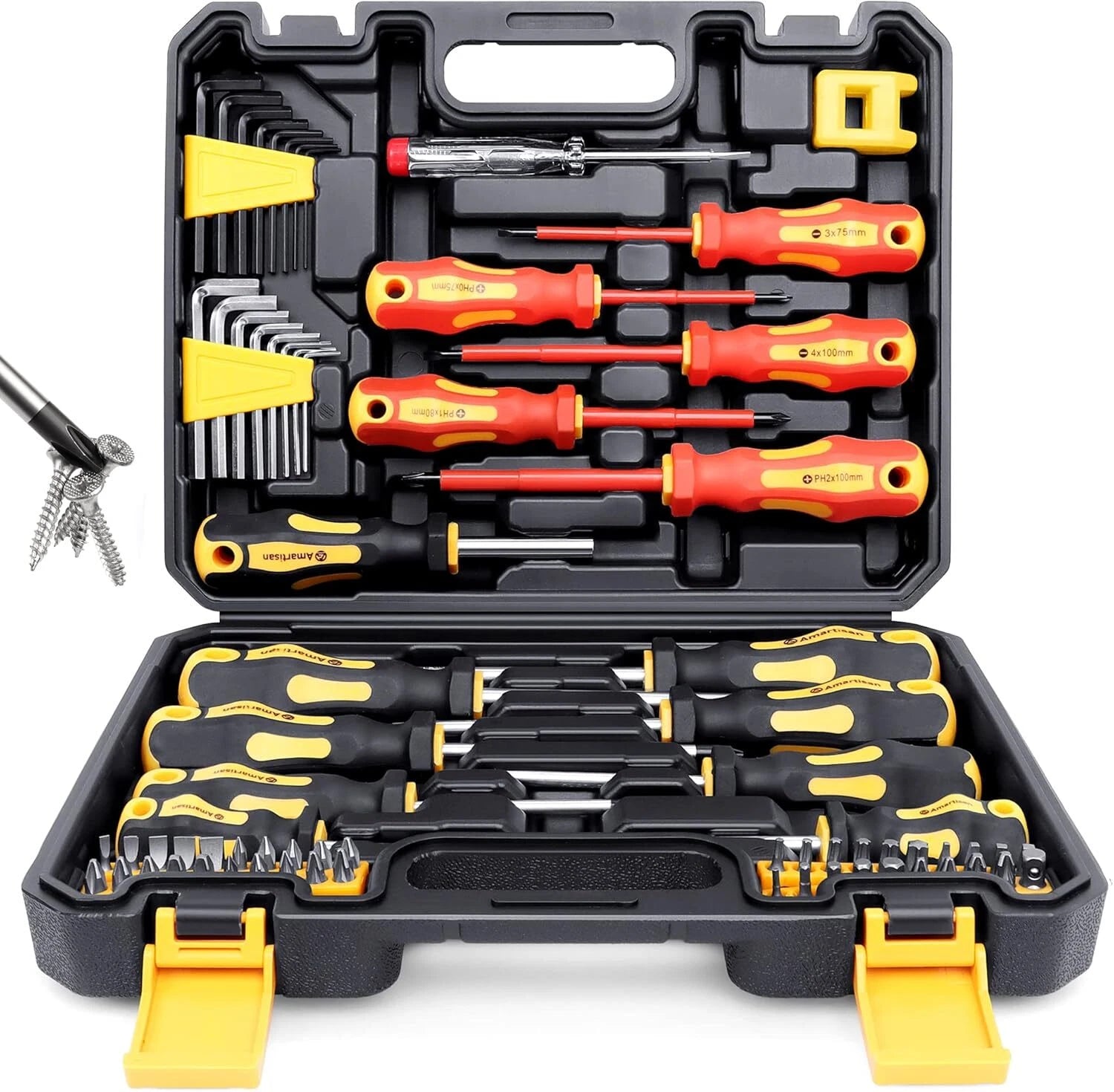 Amartisan 10-Piece Magnetic Screwdrivers Set, 5 Phillips and 5 Slotted Tips Prof