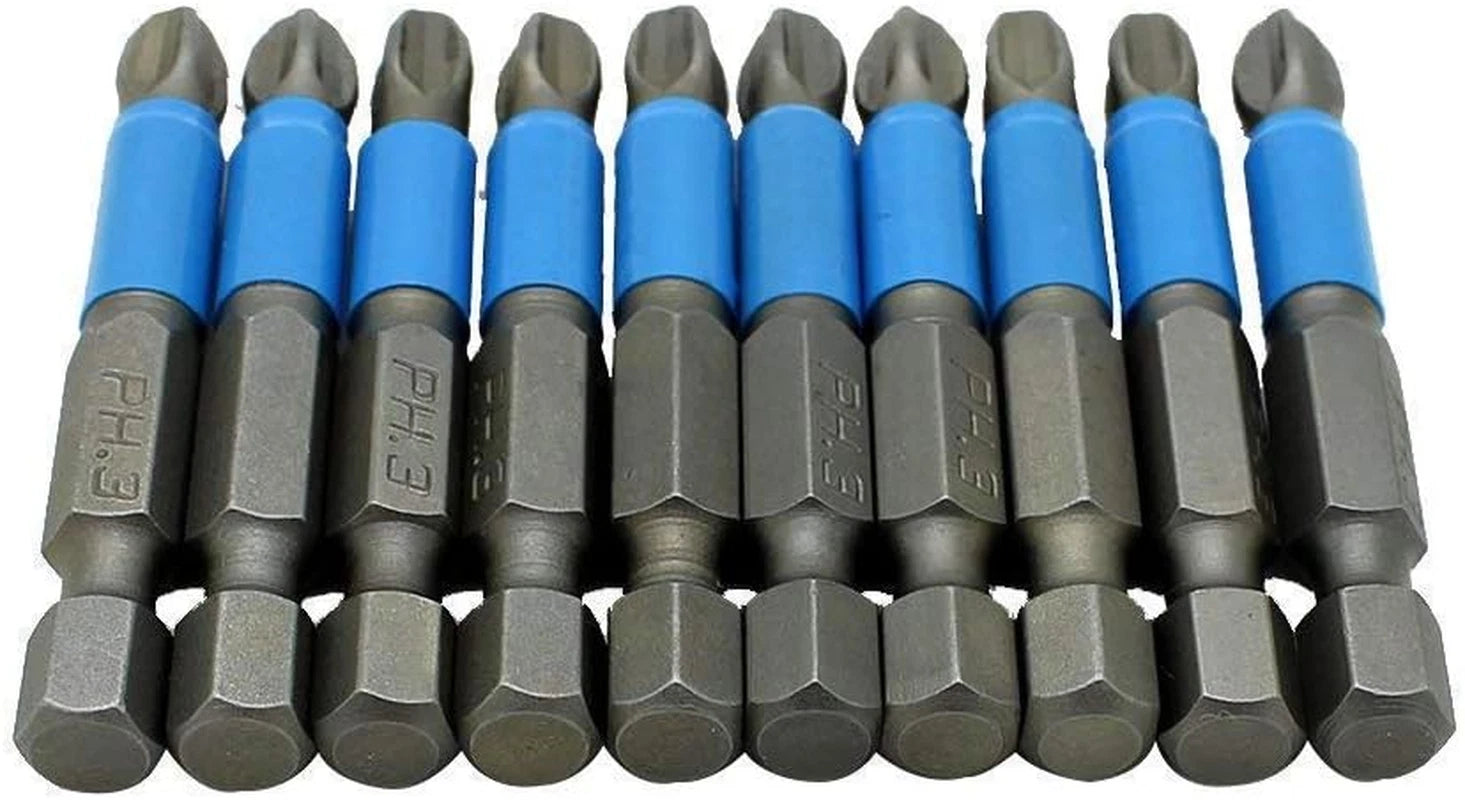 10Pcs Hex Magnetic anti Slip Impact Screwdriver Bit Set Phillips PH3 2" Power To