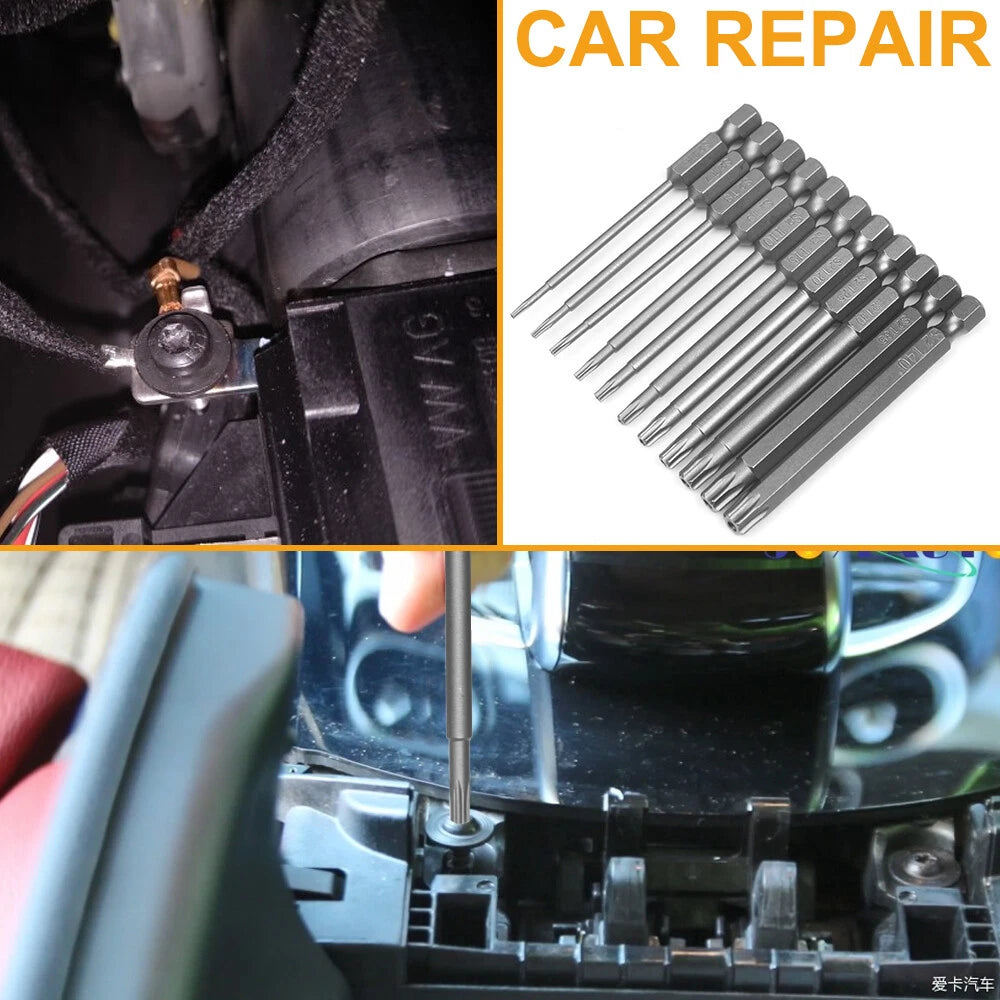 11pcs T6-T40 Magnetic Head Torx Screwdriver Bit Set Security Tamper Proof Star