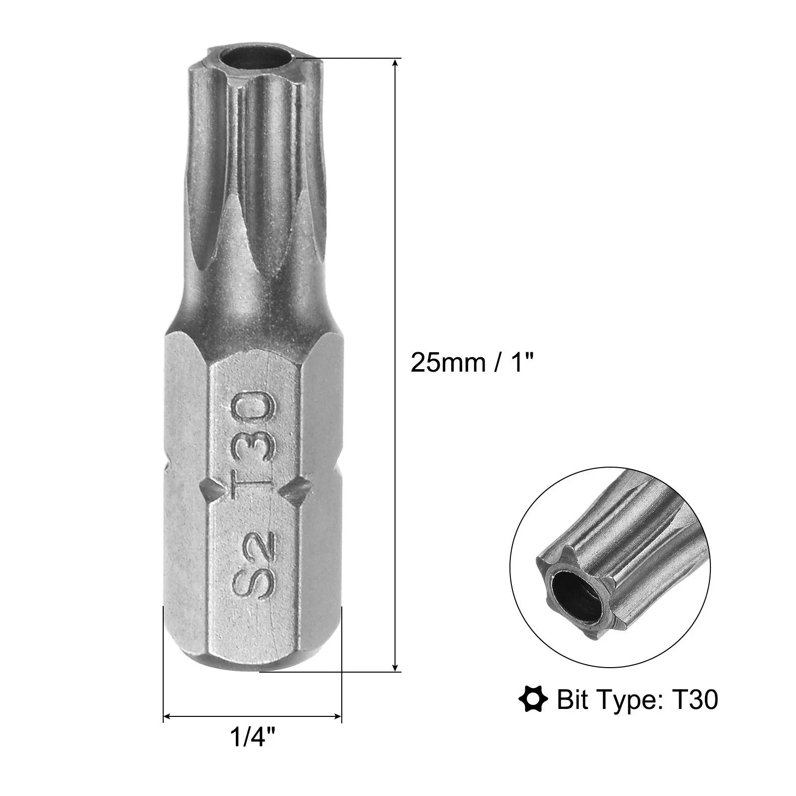 10pcs Torx Bits 1/4" Magnetic Screwdriver T30 Screw Driver Bit S2 Alloy Steel