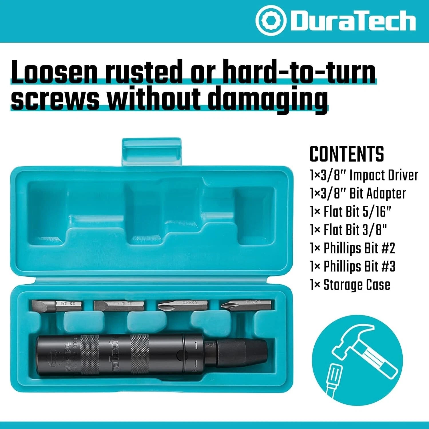 3/8 Inch Drive Manual Impact Driver Reversible Hand Screwdriver Set With S2 Stee