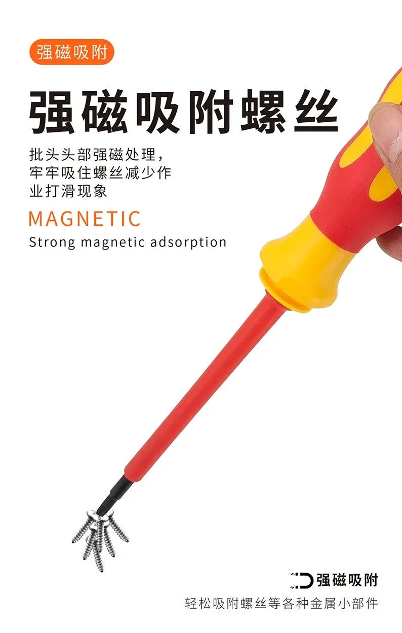 10Pcs Interchangeable Blade VDE Insulated ScrewdriverSet with Case Magnetic 500V