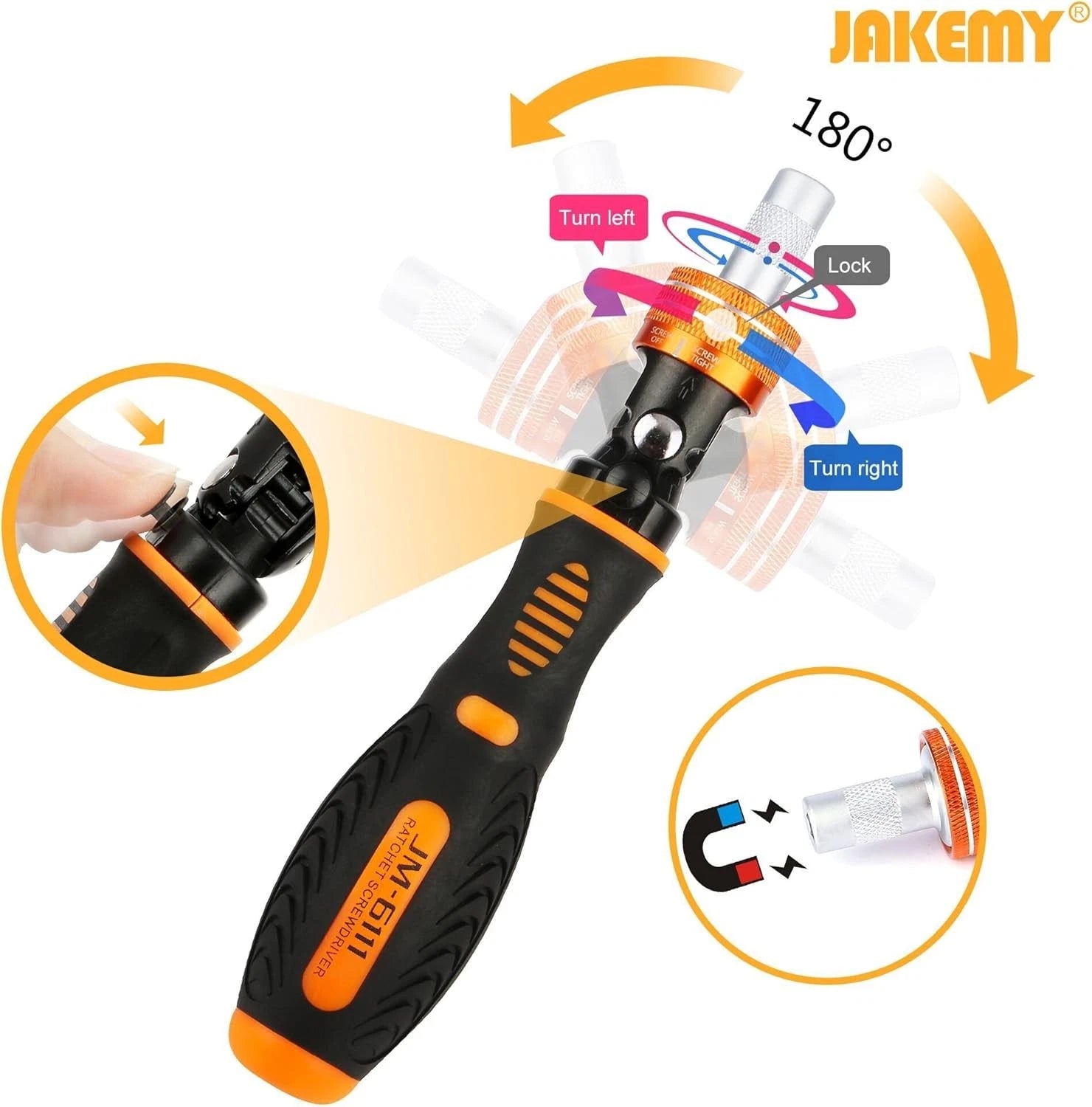 Precision Ratchet Screwdriver Set, JAKEMY 69 6111 - 69 in 1, 6111 - 69 1