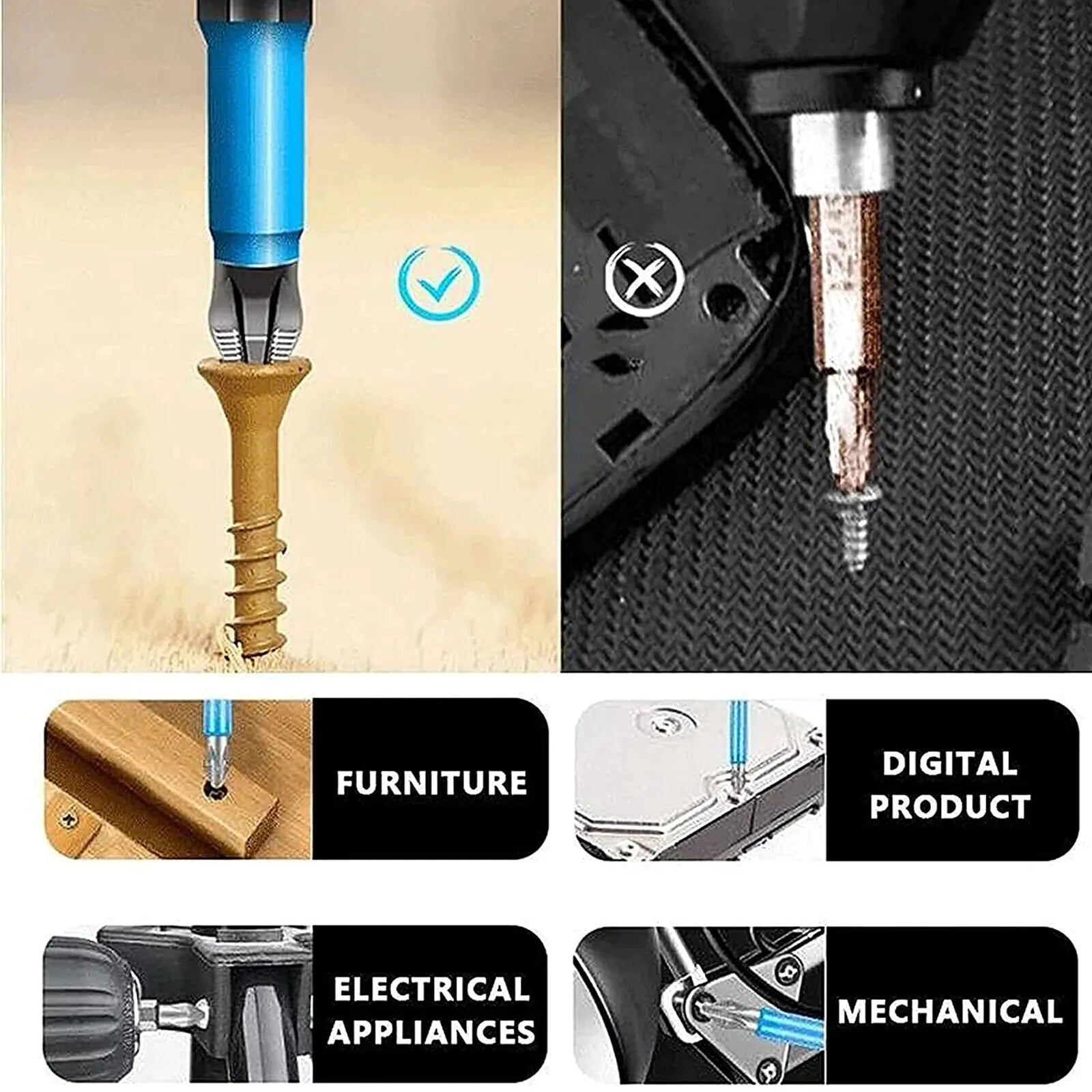 14Pcs Magnetic screwdriver bit Bits set PH2 Anti-slip Hex Shank Screw Cross Head