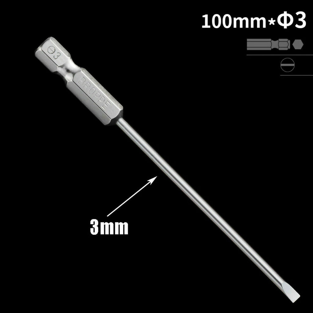 1/4" Shank Flat/Slotted Screwdriver Bits 2 2.5 3 4 5 6 Magnetic Drive Drill Bits