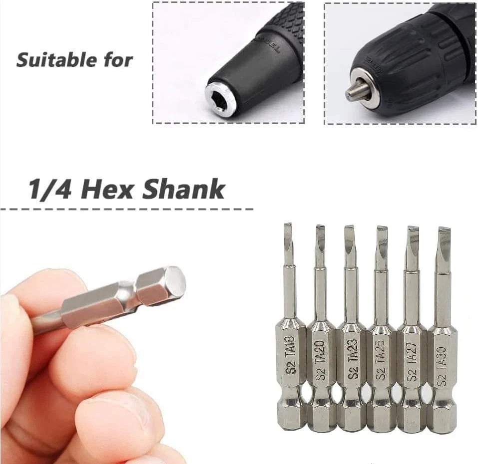 6 Piece Magnetic Triangular Screwdriver Bit Set, S2 Steel One Size