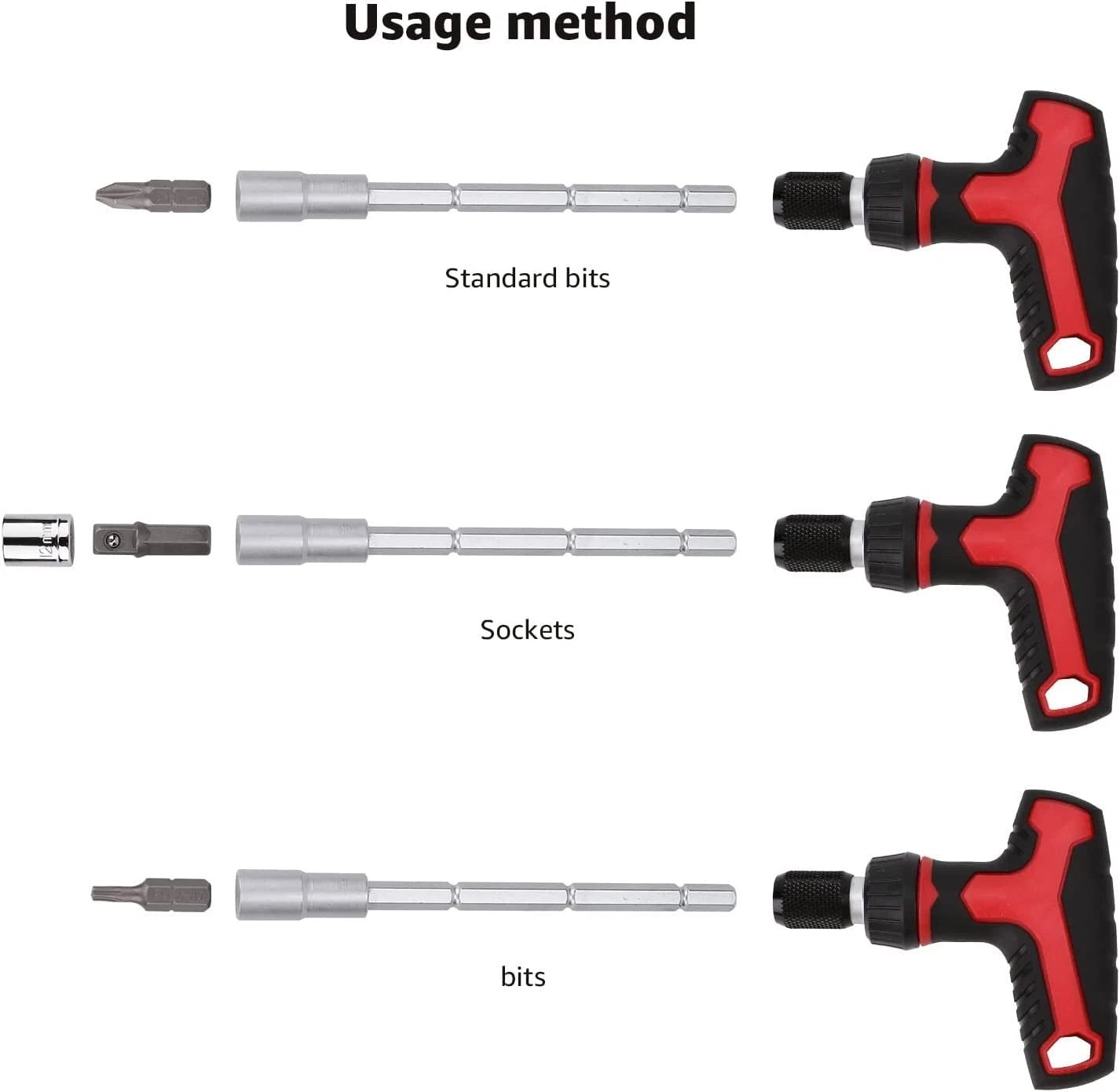 Amazon Basics Ratchet Wrench and Driver Set Magnetic T-Handle 27 Pieces