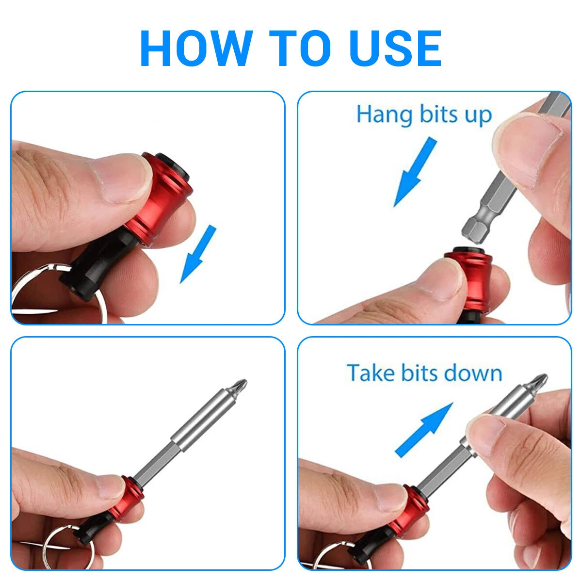 28PCS 1/4" Hex Shank Quick Release Keychain, Screwdriver Drill Bit for Holder