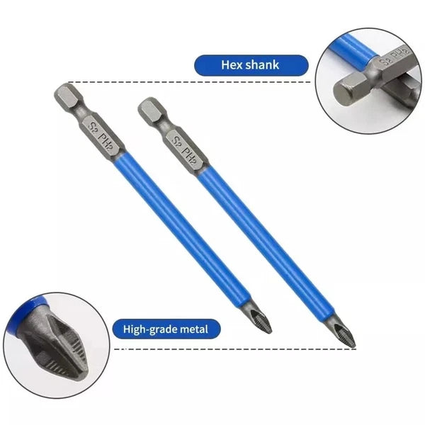 14Pcs Magnetic screwdriver bit Bits set PH2 Anti-slip Hex Shank Screw Cross Head