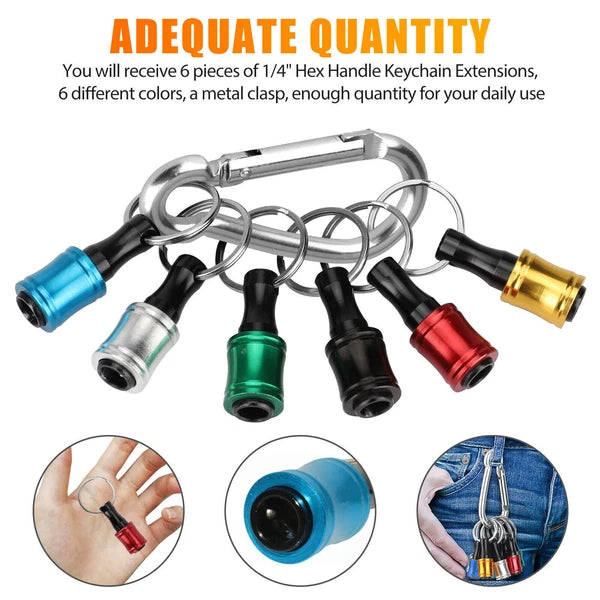 28PCS 1/4" Hex Shank Quick Release Keychain, Screwdriver Drill Bit for Holder
