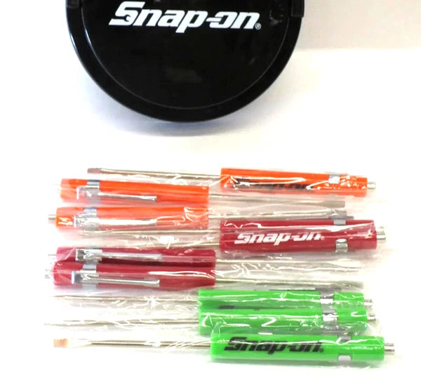 (10) Ten SNAP ON Pocket Screwdriver Flat Tip Screwdrivers, Magnet End, Mixed NEW