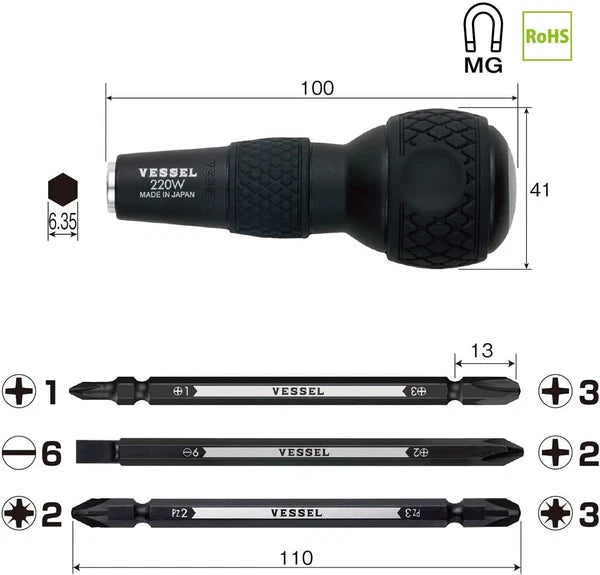 Ball Grip Screwdrivers Set Metric Japanese Motorcycle Drivers for Jis Standard