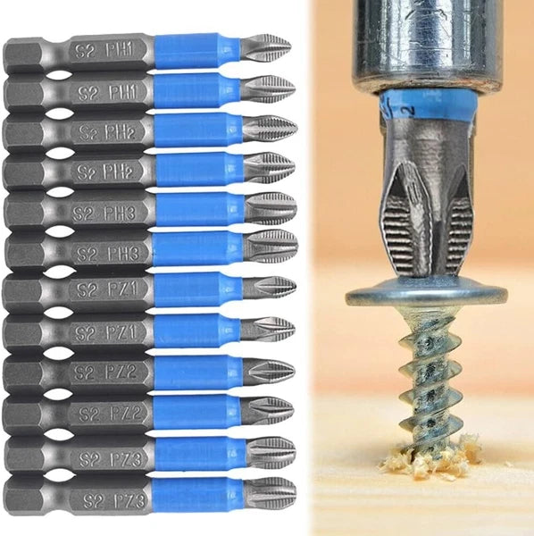 12Pcs Magnetic Phillips Pozidriv Screwdriver Bit Set 1/4 Inch Hex Shank Phillips