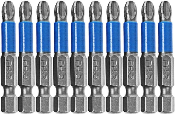 10Pcs Hex Magnetic anti Slip Impact Screwdriver Bit Set Phillips PH3 2" Power To