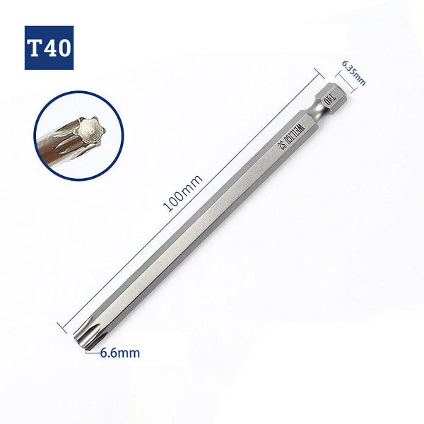 65-200mm Extra Long Torx Hollow/Solid Magnetic Drill Bit 1/4" Hex Shank Security