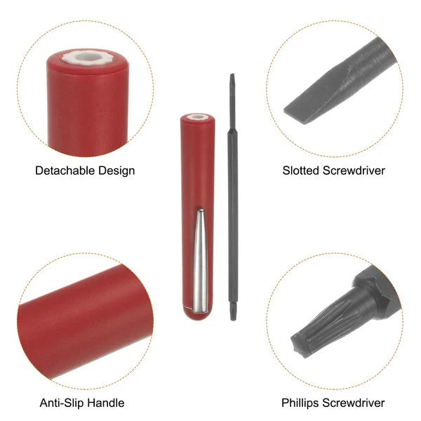 5pcs Non-Magnetic Pocket Screwdriver 2.4mm Slotted T10 Torx with Clip