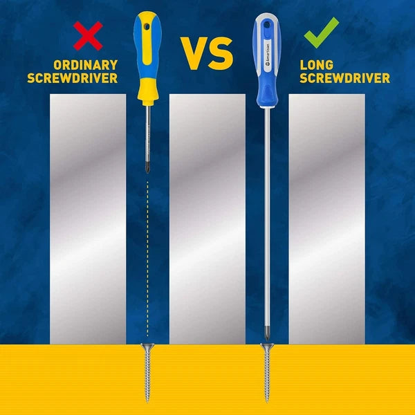 2-Pcs 12'' long Screwdriver Set, Long Blade Screwdriver Set 12-Inch