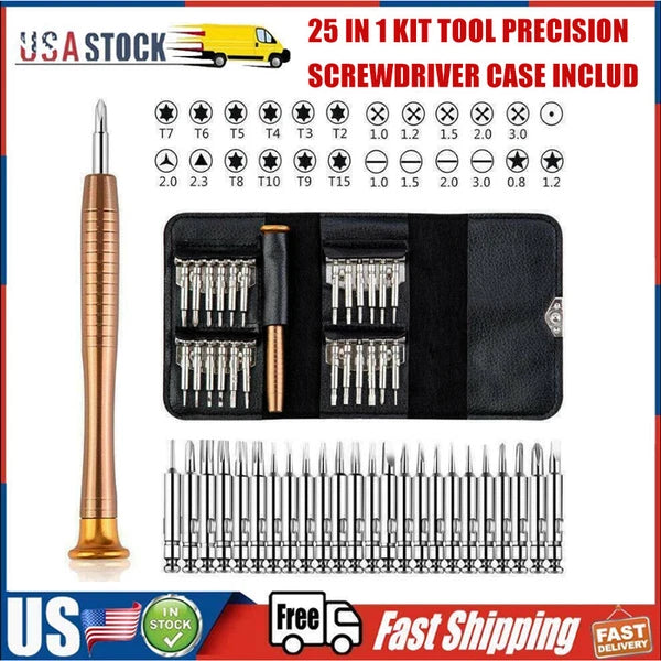 25 in 1 DIY Precision Screwdriver Set Glasses Phone Watch Laptop Repair Tool NEW