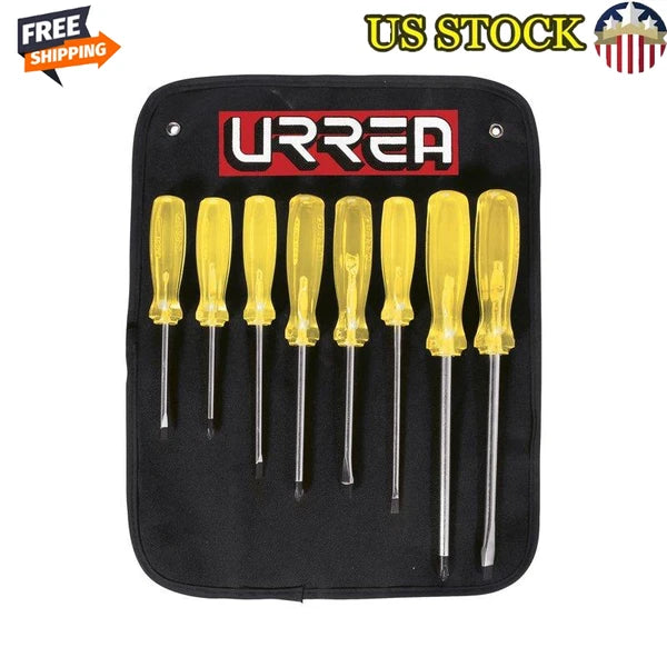 8-Piece Amber Screwdriver Set High-Endurance Handle Micro-Alloy Steel URREA New
