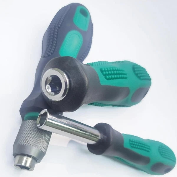 3-Piece 1/4 Hex Screwdriver Bit Holder Handle Set with Quick Change, Magnetic, a