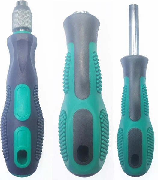 3-Piece 1/4 Hex Screwdriver Bit Holder Handle Set with Quick Change, Magnetic, a