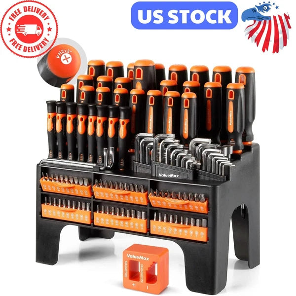 126PC Magnetic Screwdriver Set w/Plastic Racking Organize ‎Chrome Vanadium Steel