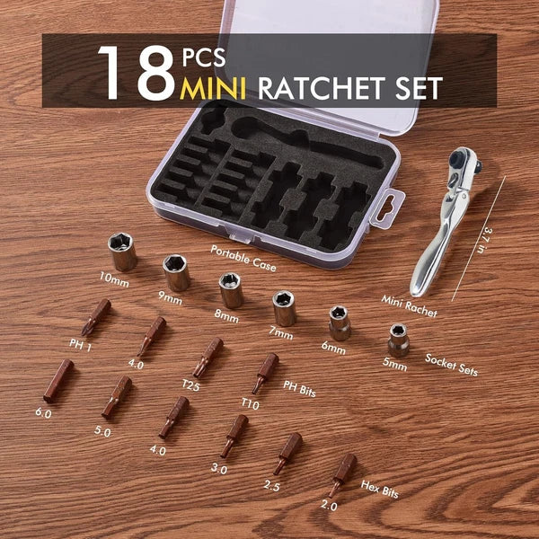 Mini ratchet screwdriver Set, Right Angle Screwdriver set with 1/4 Mini Flex Rat