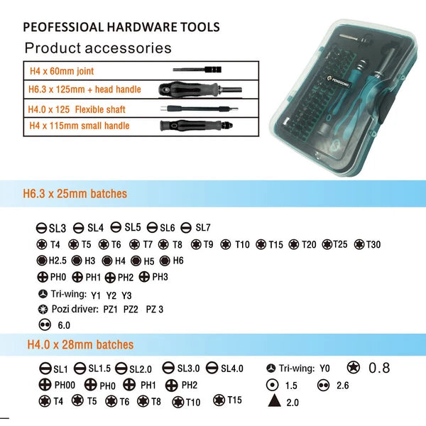 58 in 1 Precision Screwdriver Set Hex Phillips Torx Slotted Bit Ergonomic Handle
