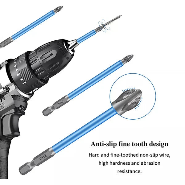 14Pcs Magnetic screwdriver bit Bits set PH2 Anti-slip Hex Shank Screw Cross Head