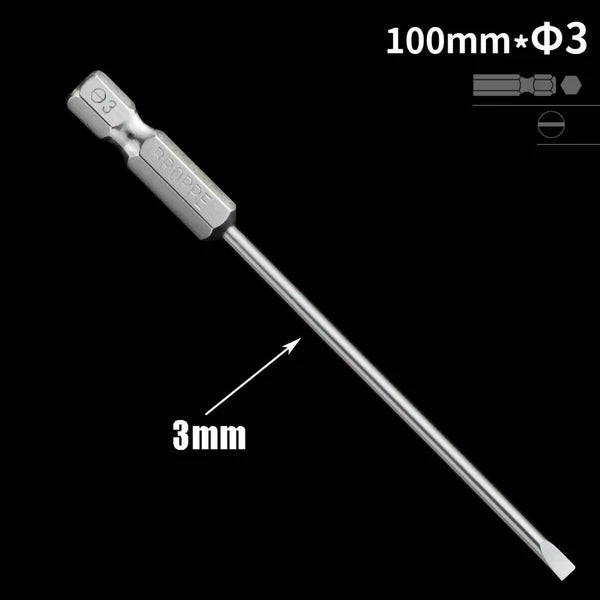 1/4" Shank Flat/Slotted Screwdriver Bits 2 2.5 3 4 5 6 Magnetic Drive Drill Bits
