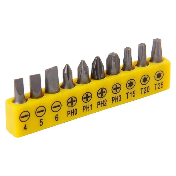 2-5PC Ratcheting Right Angle Screwdriver Hex Drive 90 Degree Offset + 10pc Bits