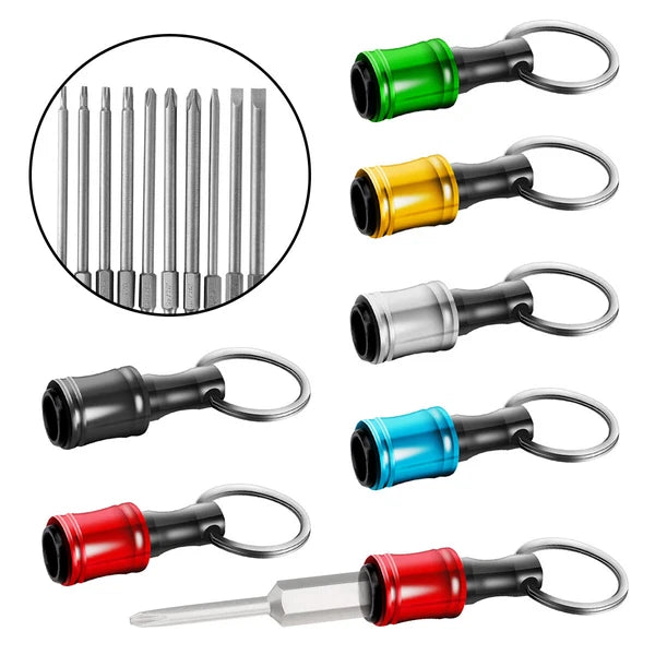28PCS 1/4" Hex Shank Quick Release Keychain, Screwdriver Drill Bit for Holder