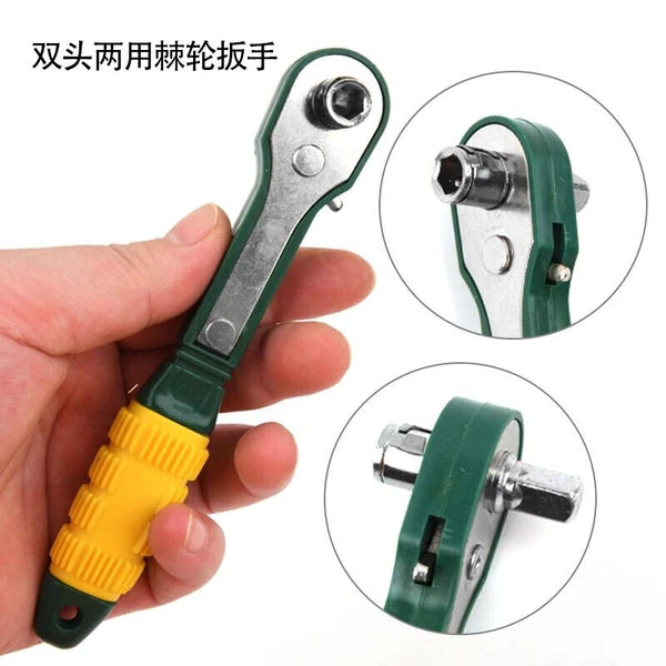 Ratcheting Right Angle Screwdriver Hex Drive 90 Degree Offset + 10pc Bits Set