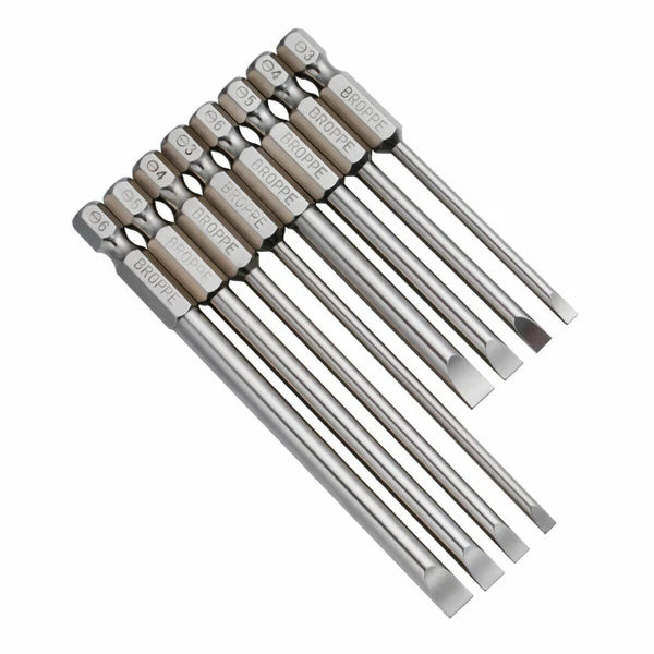 1/4" Shank Flat/Slotted Screwdriver Bits 2 2.5 3 4 5 6 Magnetic Drive Drill Bits