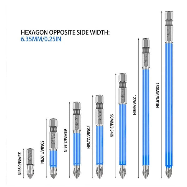 14Pcs Magnetic screwdriver bit Bits set PH2 Anti-slip Hex Shank Screw Cross Head