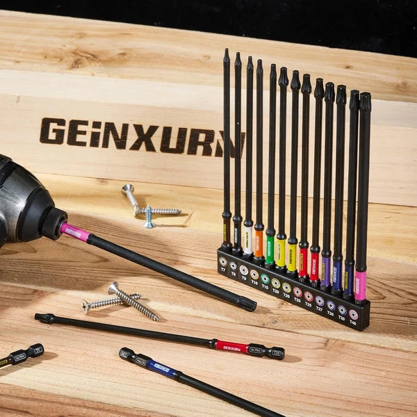 13Pcs Torx Screwdriver Bits Set, 6”Double Impact Magnetic S2 Steel Long Extensio