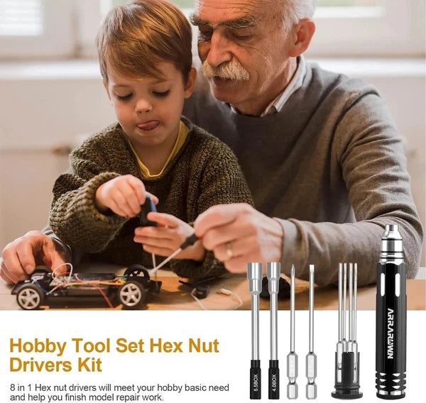 10 in 1 RC Model Repair Tools Kit with 1.5/2.0/2.5/3.0/4.0/5.5Mm Hex Screwdriver