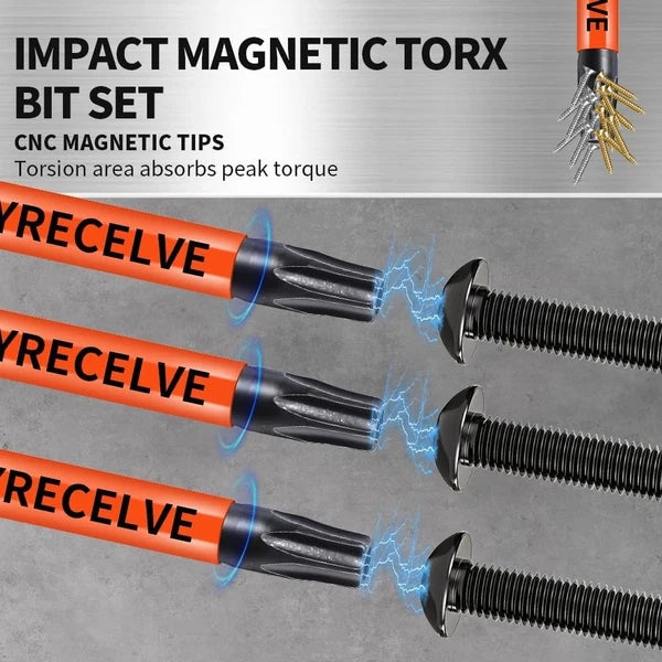 6 Inch Long Torx Bit Set 8-Pack, Impact Torx Bits (T8 to T40), Magnetic Security