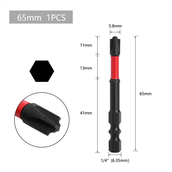 5PCS FPH2 Impact Screwdriver Bit Set-S2 Steel 65mm & 110mm Slotted Heads - 2025